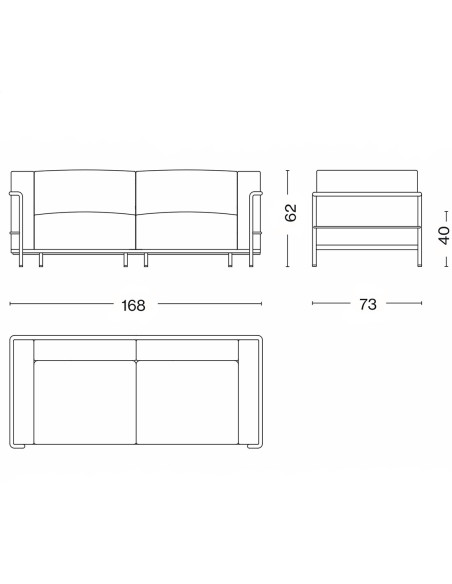 Sofa 3 Fauteuil Grand Confort, Outdoor LC3 Cassina