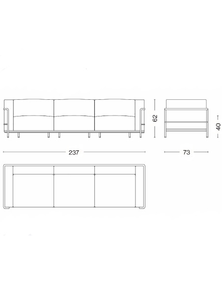 Sofa 3 Fauteuil Grand Confort, Outdoor LC3 Cassina