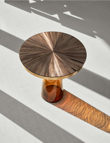 Bell Side Table Straw Marquetry von ClassiCon | betz-designmöbel.ch