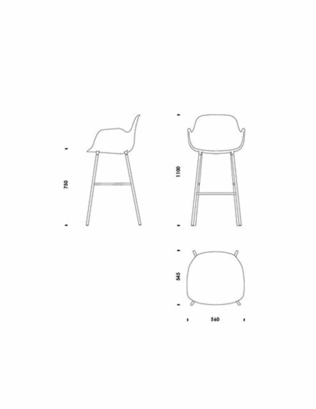 Form Bar Chair Steel 65 cm von Normann | betz-designmoebel.ch