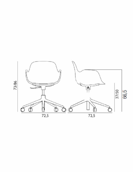 Form Armchair Swivel 5W Gas Lift Alu Normann Copenhagen | betz-designmöbel.ch