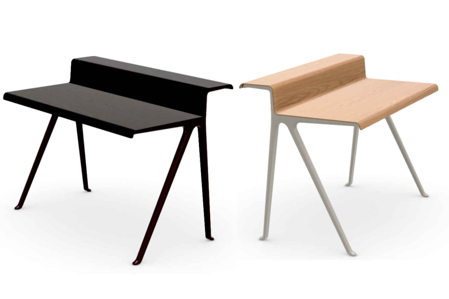 Vitra Schreibtisch Courier - Tischplatten dunkel mit Schutzlack und natur ge&ouml;lt